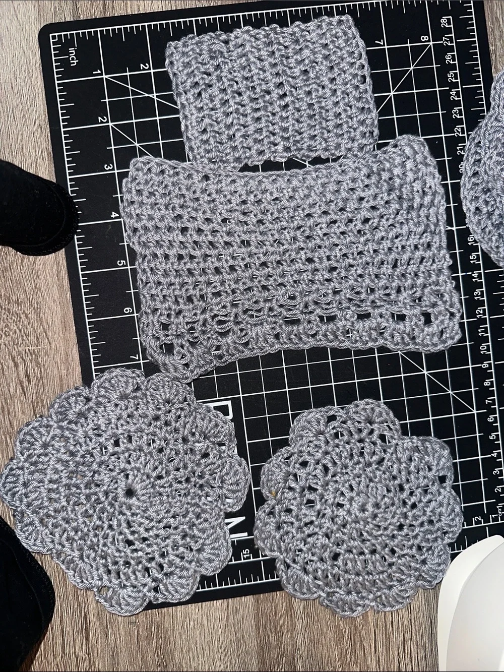 Crochet Coasters & Doilies bundle - Gray Set of 9